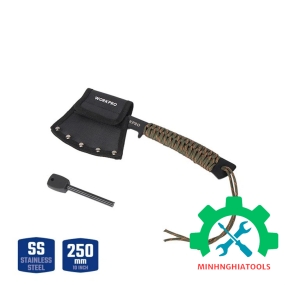 Rìu cắm trại,có tay cầm quấn dây dù, lưỡi chống gỉ, kích thước 10 inch Workpro WP383002