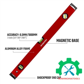 Thước thủy có từ tính, bằng nhôm, dạng hộp, kích thước 600mm Workpro - WP262011 