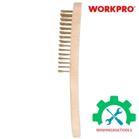 Bàn chải sắt bọc đồng tay cầm bằng gỗ, kích thước 4X15 Workpro - WP253004 