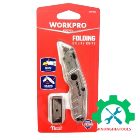 Dao tiện ích mini có lưỡi cắt gấp gọn, cán cầm bẳng nhựa, mở nhanh Workpro - WP211010 