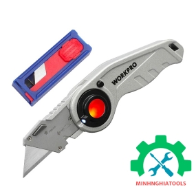 Dao tiện ích có lưỡi cắt gấp gọn, cán cầm bẳng nhựa, mở nhanh Workpro -WP211009 