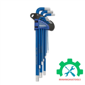 Bộ lục giác  kiểu chữ L, loại dài, 9 cái hệ inch, thép hợp kim CR-V Workpro - WP222015