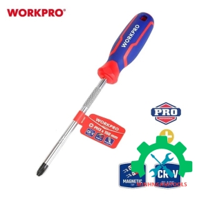 Tua vít đầu hoa thị, tay cầm bọc nhựa cao su 3 màu,ước PH3x150mm, thép hợp k chống trơn trượt kích thim CR-V Workpro - WP221032