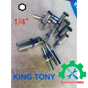 Đầu tuýp 1/4'' dài trắng Kingtony 2235M kích thước từ 4 - 14mm 