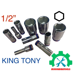 Đầu tuýp 1/2" trắng dài 77mm  Kingtony 4235M 6 cạnh, Kích thước lẻ 8-36mm