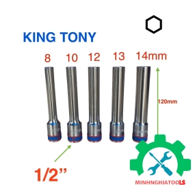 Đầu tuýp 1/2" trắng dài 120mm  (loại 6 cạnh) Kingtony 4255M