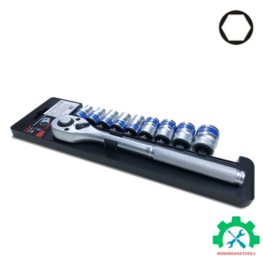 Bộ tuýp 10 món 1/2" kèm cần tự động  TOP TBS-12245 