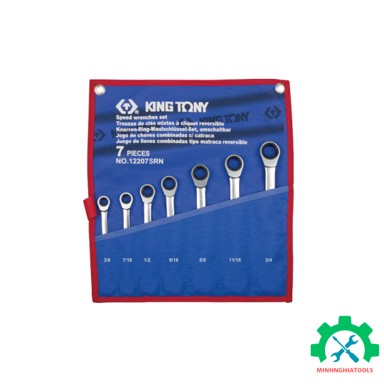 Bộ cờ lê vòng miệng tự động hệ inch 7 chi tiết Kingtony 12207SR 