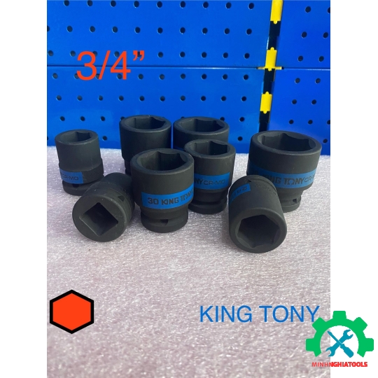 Đầu Tube đen ngắn 3/4 inch Kingtony 6535 thép CR-MO các size lẻ từ 17-65mm 