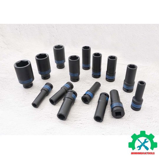 Bộ tube 1/2 inch 15 chi tiết đen dài 77mm CR-MO Kingtony (10-32mm) 4415MR