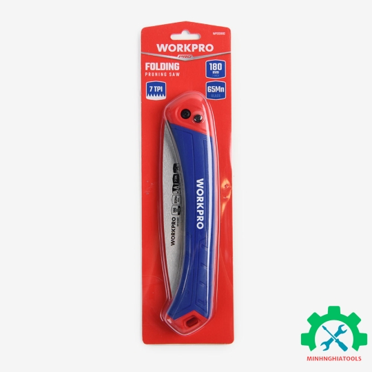 Cưa cầm tay dạng gấp, dùng để cắt cành cây, kích thước: 180mm Workpro WP333002