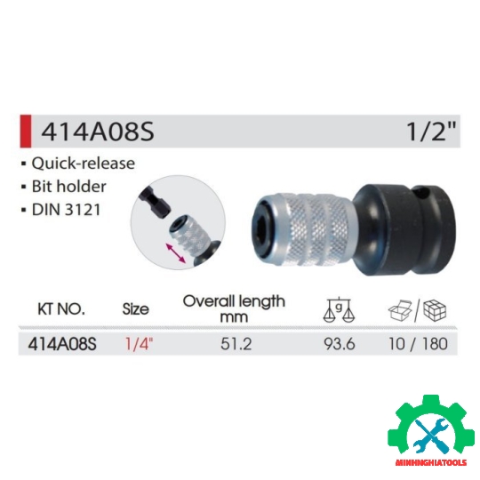 Đầu chuyễn từ bu lông 1/2" sang vít 6.35mm Kingtony 414A08S 