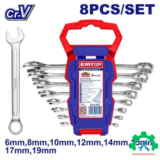 Bộ cờ lê vòng miệng 8 chi tiết EMTOP ECSS10801 6-19mm