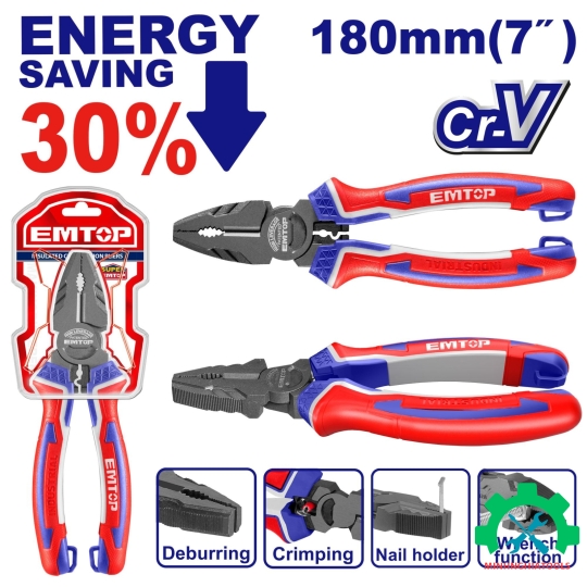 Kìm bằng 7" trợ lực 30% EMTOP EPLRC0721 dài 180mm