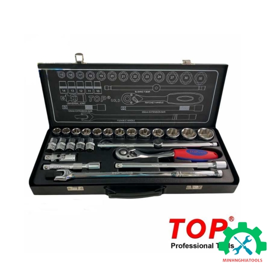 Bộ tuýp 1/2" loại 6 cạnh 24 chi tiết hệ mét TOP VNK-1224R