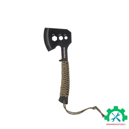Rìu cắm trại,có tay cầm quấn dây dù, lưỡi chống gỉ, kích thước 10 inch Workpro WP383002