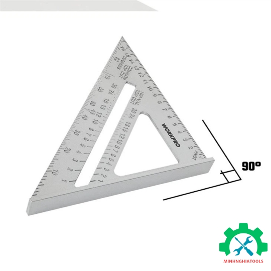 Thước đo góc vuông hình tam giác bằng nhôm, kích thước 180mm (7 inches) Workpro - WP264007 