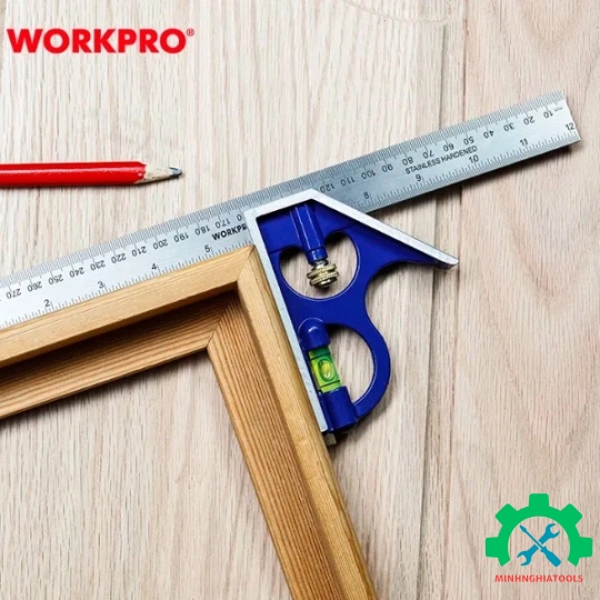 Thước ke góc có thủy Workpro WP264002 12" (300mm) 