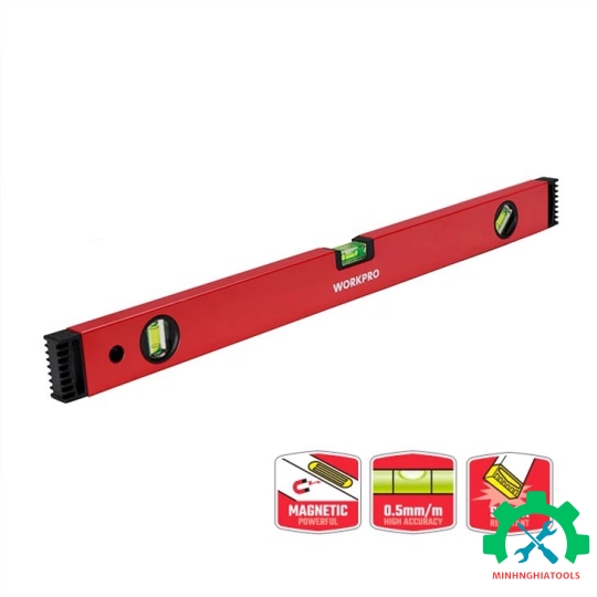 Thước thủy có từ tính, bằng nhôm, dạng hộp, kích thước 1000mm Workpro - WP262013 