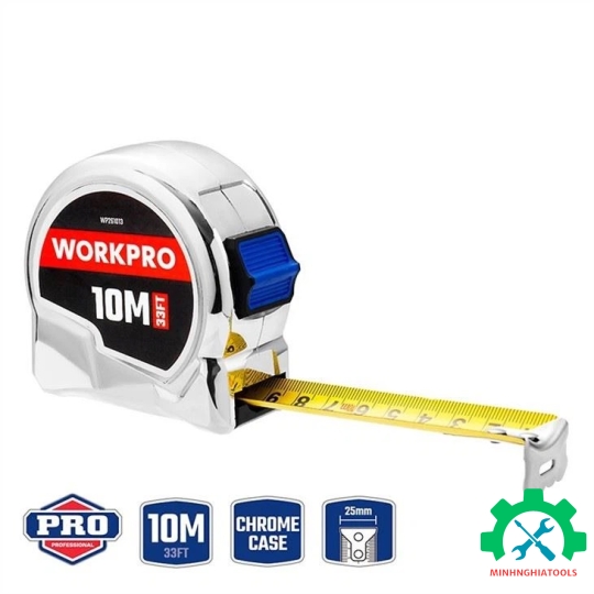 Thước cuộn mạ crom, kích thước 10Mx25mm Workpro - WP261013 