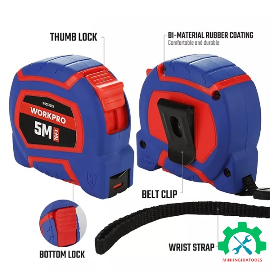 Thước cuộn tráng nylon, kích thước 5Mx19mm Workpro - WP261009 
