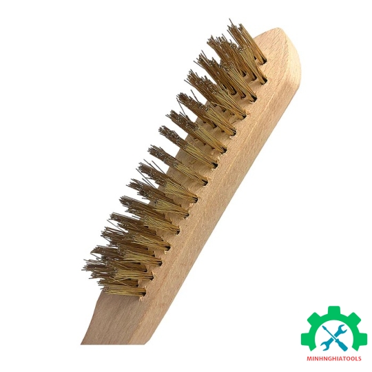Bàn chải sắt bọc đồng tay cầm bằng gỗ, kích thước 4X15 Workpro - WP253004 