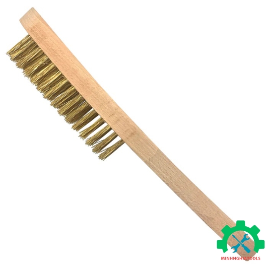 Bàn chải sắt bọc đồng tay cầm bằng gỗ, kích thước 4X15 Workpro - WP253004 