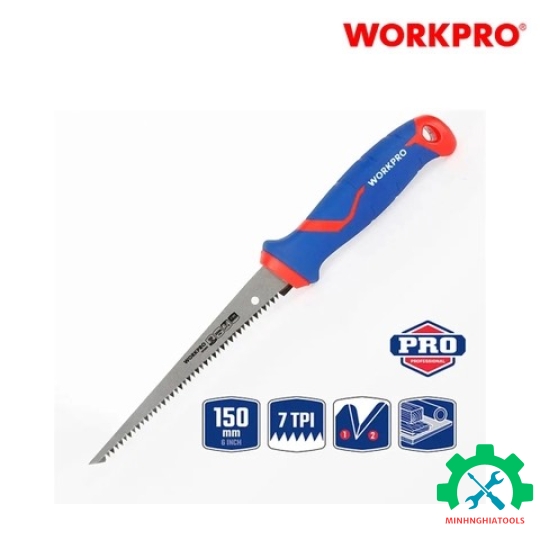 Cưa tay, lưỡi cưa bằng thép, có đầu nhọn (dạng kiếm), kích thước 150mm (6 inches) Workpro - WP215016 