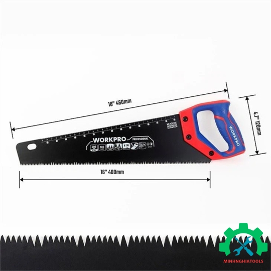 Cưa tay, lưỡi cưa bằng thép SK5, kích thước 400mm (16 inches) Workpro - WP215013 