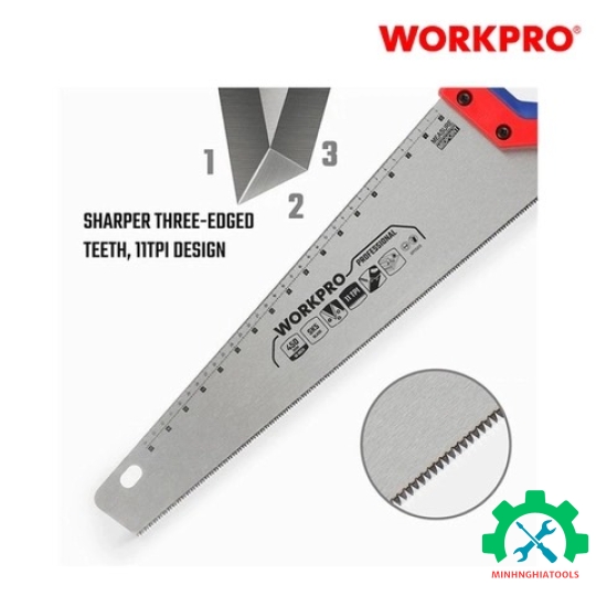 Cưa tay, lưỡi cưa bằng thép, kích thước 480mm (16 inches) Workpro - WP215002 