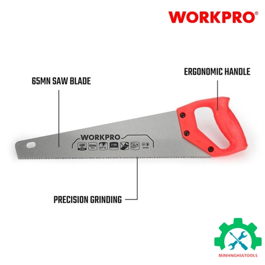 Cưa tay, lưỡi cưa bằng thép, kích thước 550mm (20 inches) Workpro - WP215004 