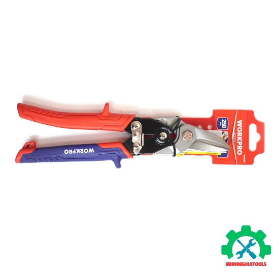 Kéo cắt tôn bằng thép mũi cong trái, thép rèn CR-MO 250mm (10inches) Workpro - WP214020 