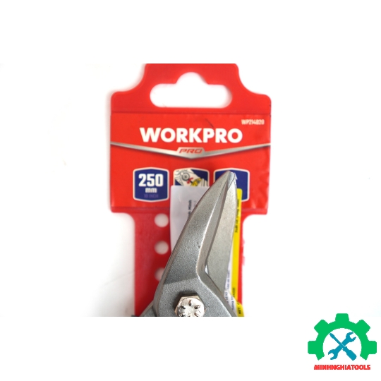 Kéo cắt tôn bằng thép mũi cong trái, thép rèn CR-MO 250mm (10inches) Workpro - WP214020 