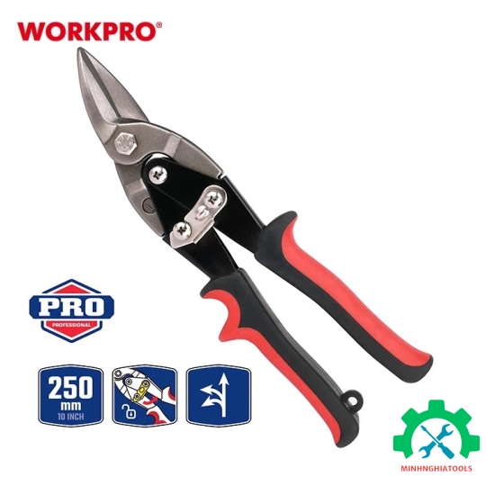 Kéo cắt tôn bằng thép mũi cong trái 250mm (10inches) Workpro - WP214016 