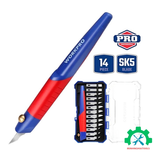 Hộp lưỡi dao điêu khắc 14 chi tiết Workpro WP219005 