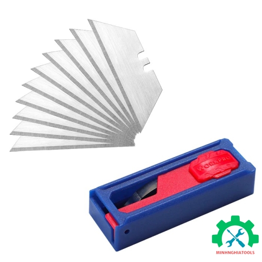 Lưỡi dao rọc giấy bằng thép SK5, kèm hộp đựng (1set = 10 cái) Workpro - WP213002 