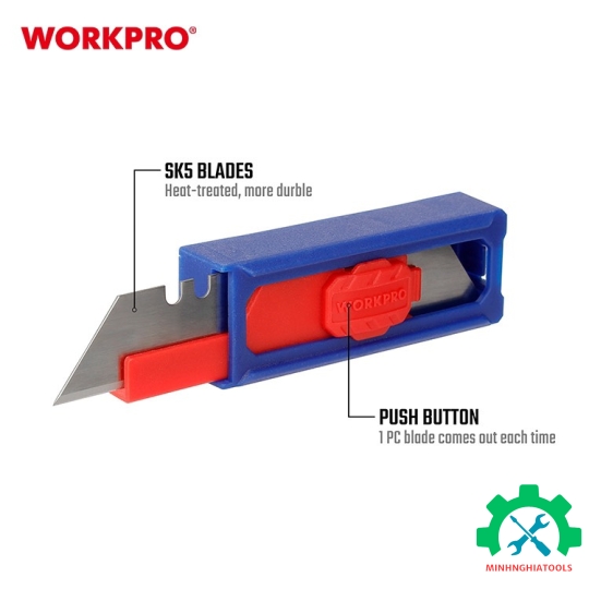 Lưỡi dao rọc giấy bằng thép SK5, kèm hộp đựng (1set = 10 cái) Workpro - WP213002 