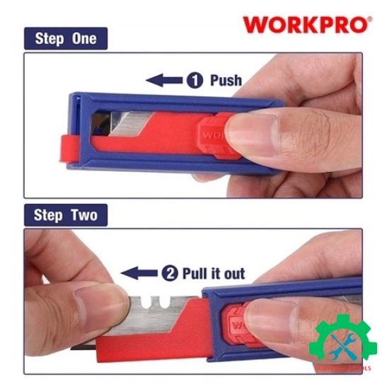 Lưỡi dao rọc giấy bằng thép SK5, kèm hộp đựng (1set = 10 cái) Workpro - WP213002 
