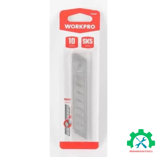Lưỡi dao rọc giấy bằng thép SK5, chiều rộng 18mm (1set = 10 cái) Workpro - W212002 