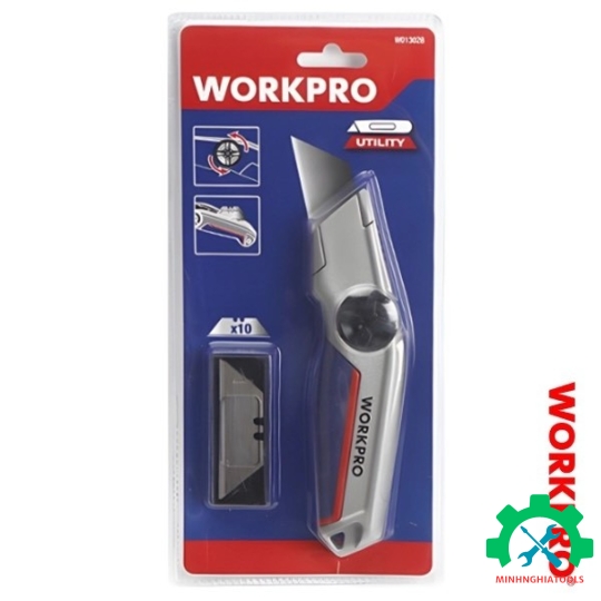 Dao tiện ích có lưỡi cắt, lưỡi dao thu vào được Workpro - WP013040 