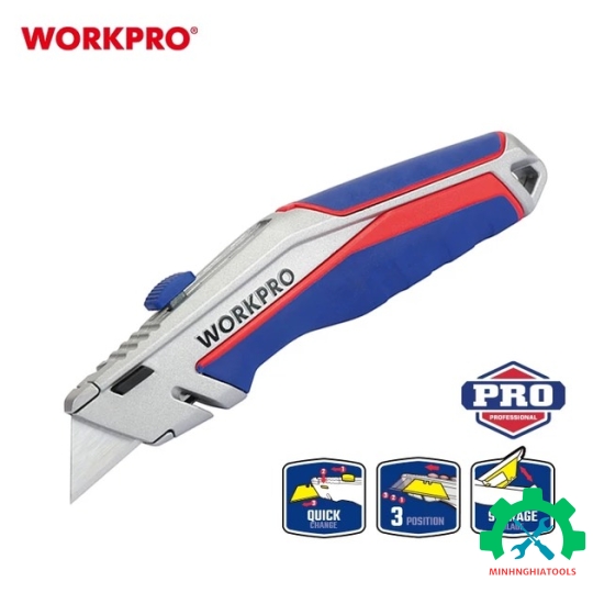Dao tiện ích có lưỡi cắt, lưỡi dao thu vào được và có thể thay đổi nhanh chóng Workpro - WP213014