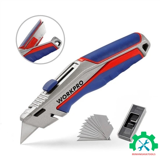 Dao tiện ích có lưỡi cắt, lưỡi dao thu vào được và có thể thay đổi nhanh chóng Workpro - WP213014