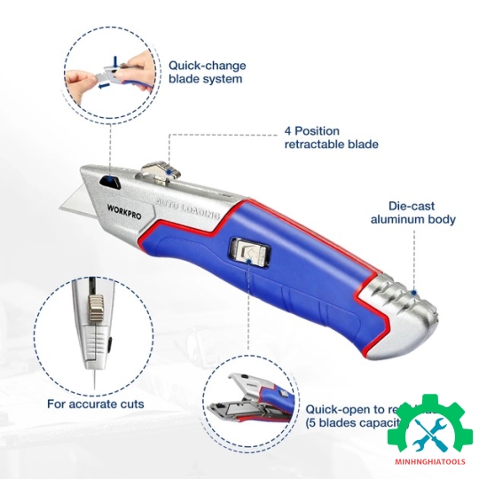 Dao tiện ích có lưỡi cắt, mở nhanh Workpro - WP213011 