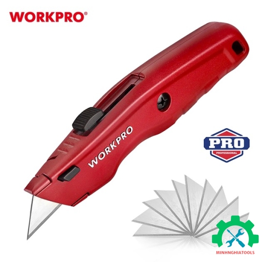Dao tiện ích có lưỡi cắt bằng nhôm, có thể thay đổi lưỡi dao nhanh chóng Workpro - WP213017 