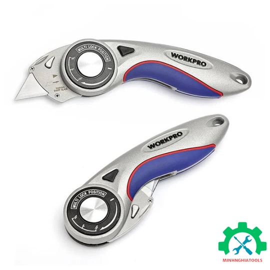 Dao gấp tiện ích có lưỡi cắt gấp gọn, bằng nhôm, mở nhanh Workpro - WP211013 
