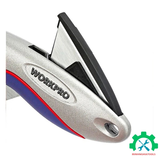 Dao gấp tiện ích có lưỡi cắt gấp gọn, bằng nhôm, mở nhanh Workpro - WP211013 