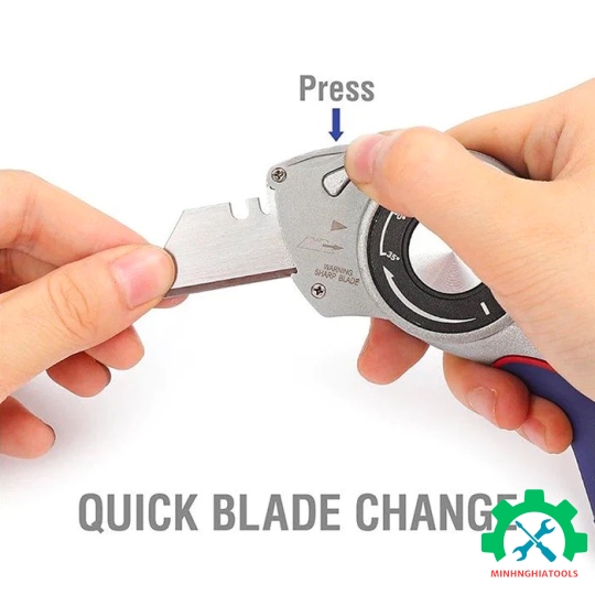 Dao gấp tiện ích có lưỡi cắt gấp gọn, bằng nhôm, mở nhanh Workpro - WP211013 