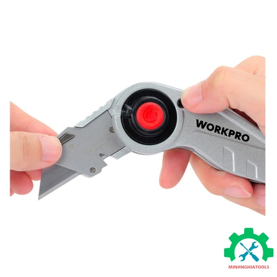 Dao tiện ích mini có lưỡi cắt gấp gọn, cán cầm bẳng nhựa, mở nhanh Workpro - WP211010 