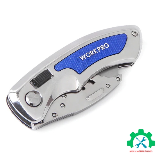 Dao gấp tiện ích có lưỡi cắt gấp gọn, cán cầm bằng thép không gỉ Workpro - WP211007
