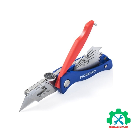 Dao gấp tiện ích có lưỡi cắt gấp gọn, có thể thay thế lưỡi dao nhanh chóng Workpro - WP211006 